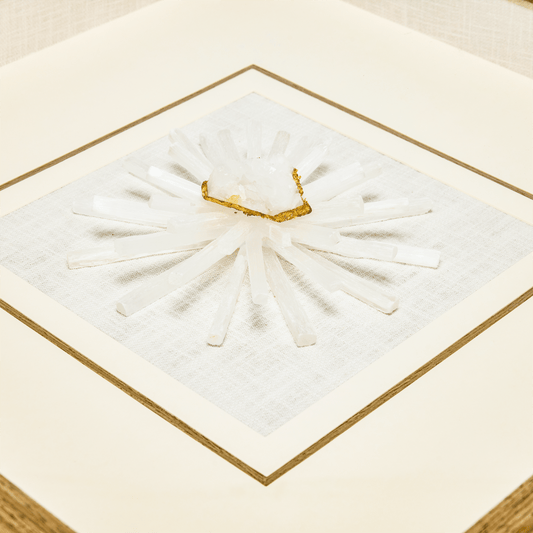 Handgeschliffener Mondstein - Selenit in Zen - Weiß Leinenfassung - Jemento