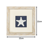 Quadratisches Seestern Wandbild 22x22 cm mit weiß-goldenem Holzrahmen - Jemento