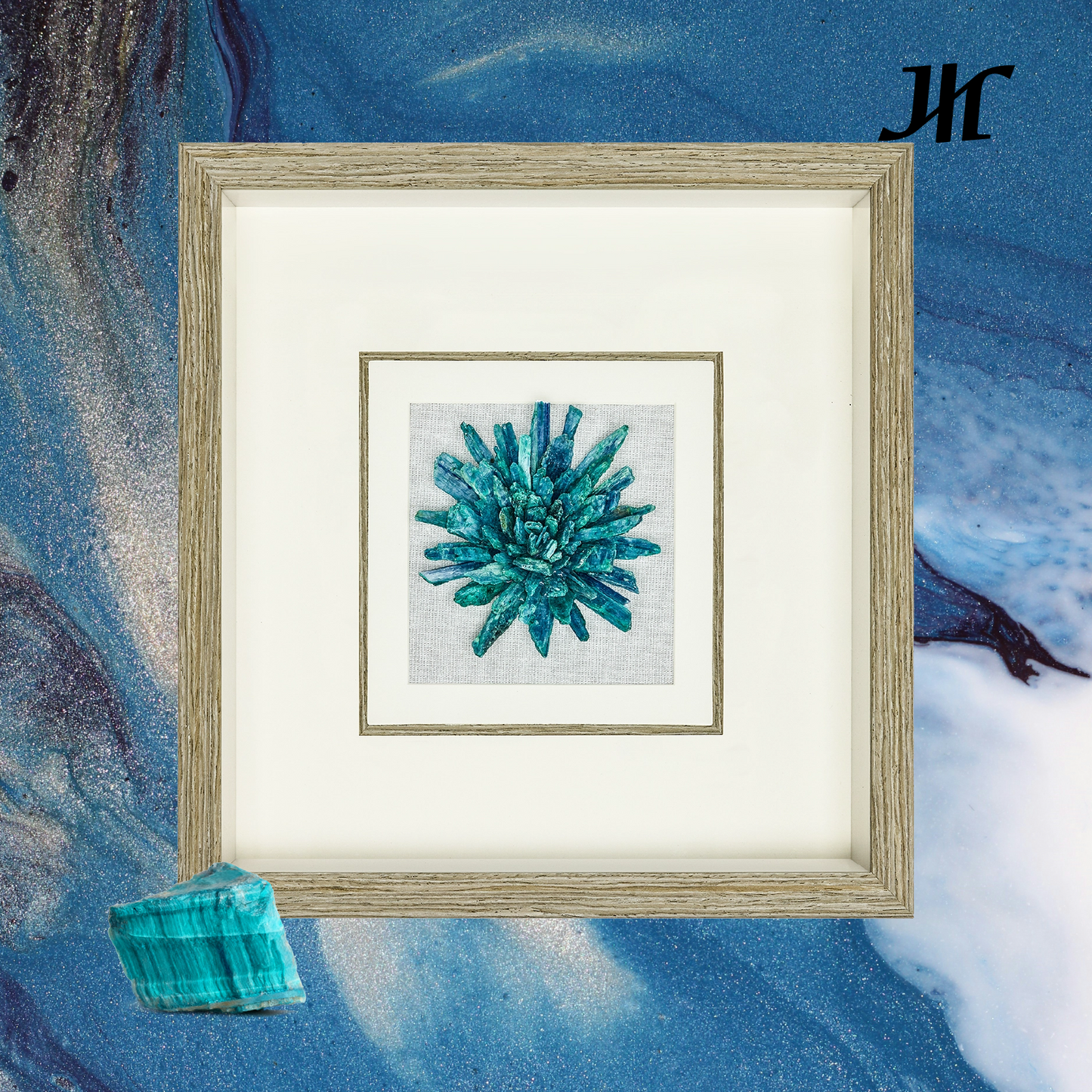 Blau-Grüne Kristall-Blume 3D Wanddeko