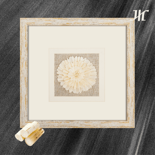 3D Sola - Blumen Relief Wanddeko in Weiß - Gold - Jemento