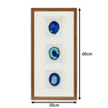 Abyssal Blue Agate Triptych – Hand - Sculpted Wall Art - Jemento