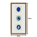 Abyssal Blue Agate Triptych – Hand - Sculpted Wall Art - Jemento