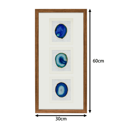 Abyssal Blue Agate Triptych – Hand - Sculpted Wall Art - Jemento