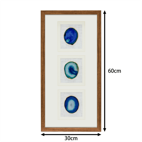Abyssal Blue Agate Triptych – Hand - Sculpted Wall Art - Jemento
