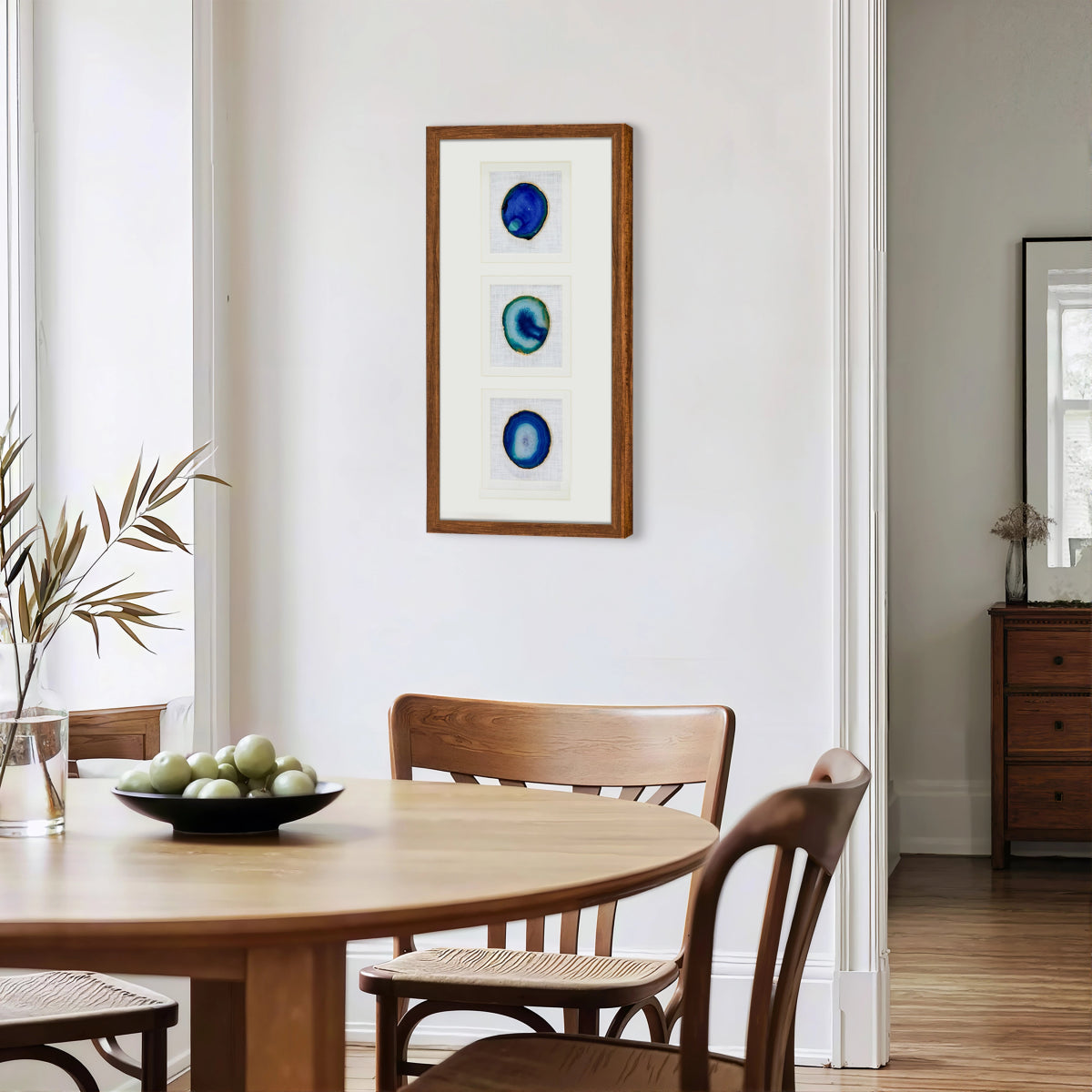 Abyssal Blue Agate Triptych – Hand - Sculpted Wall Art - Jemento