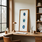 Abyssal Blue Agate Triptych – Hand - Sculpted Wall Art - Jemento