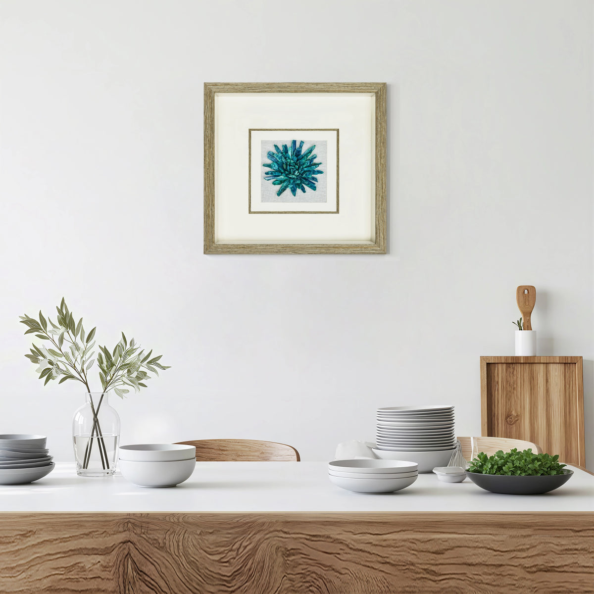 Aqua Aura Minerals – Artisan Crystal Grid on Charcoal Belgian Linen - Jemento