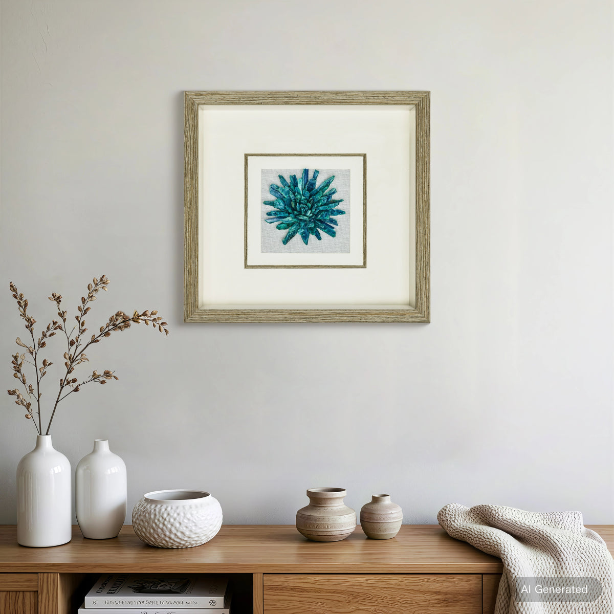 Aqua Aura Minerals – Artisan Crystal Grid on Charcoal Belgian Linen - Jemento