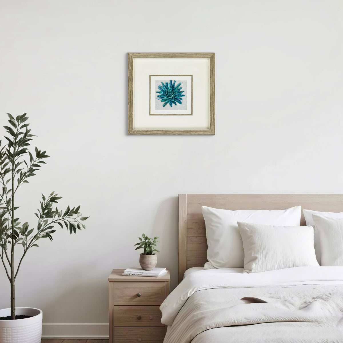 Aqua Aura Minerals – Artisan Crystal Grid on Charcoal Belgian Linen - Jemento