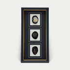 Dreiteiliger schwarzer Achat - Wanddeko mit schwarz - goldenem Rahmen - Jemento