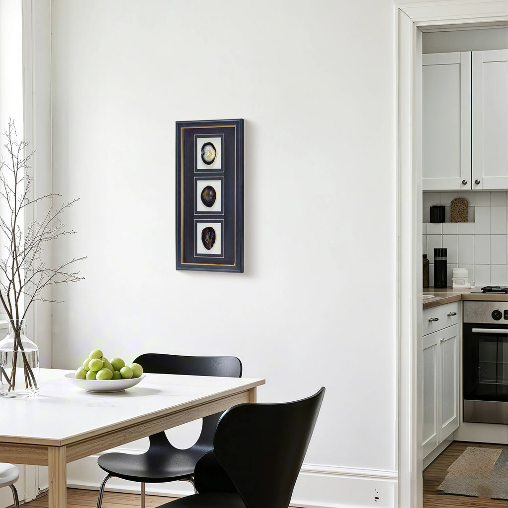 Dreiteiliges Achat - Triptychon – Handgeschnittene Naturkunst auf Galerierahmen - Jemento