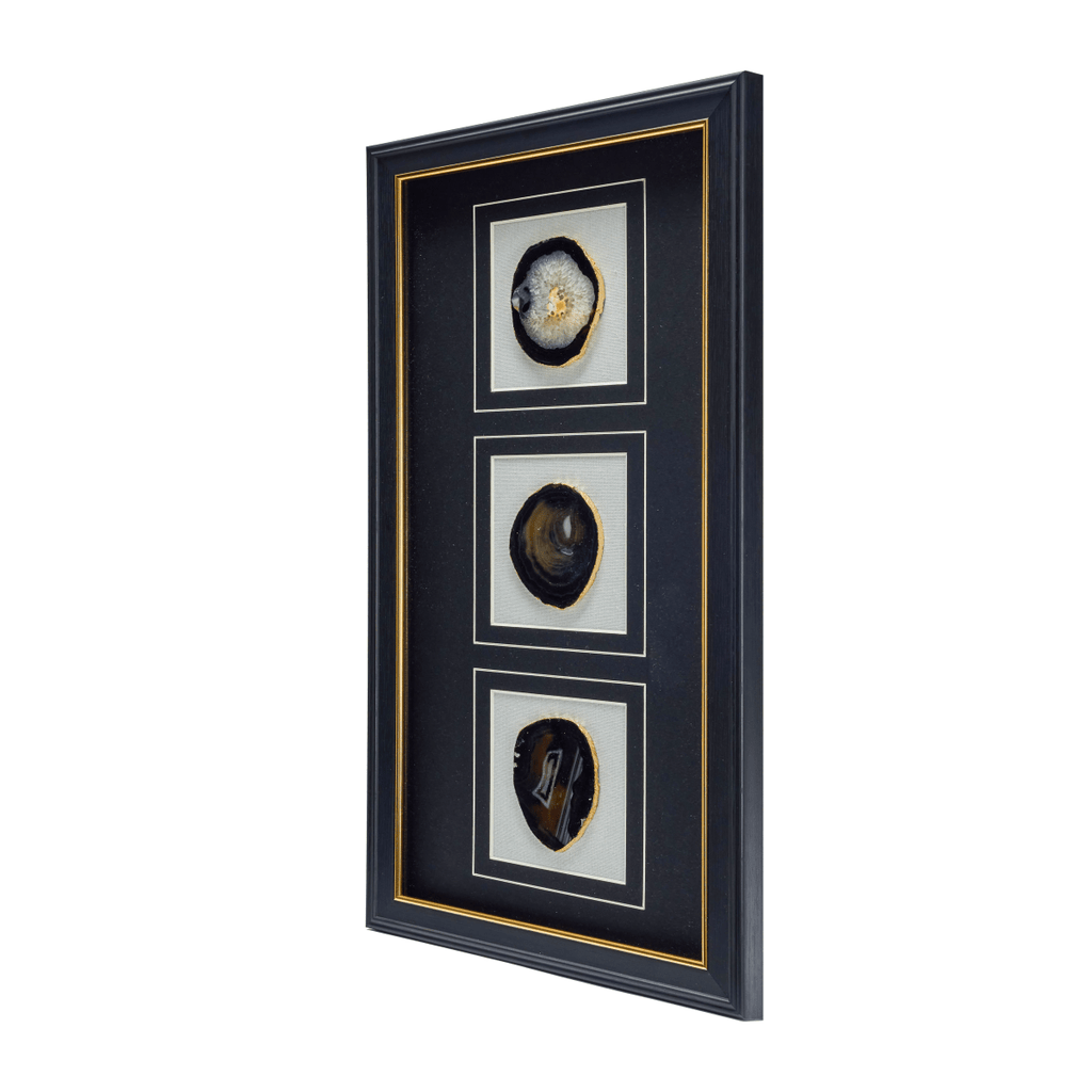 Dreiteiliges Achat - Triptychon – Handgeschnittene Naturkunst auf Galerierahmen - Jemento