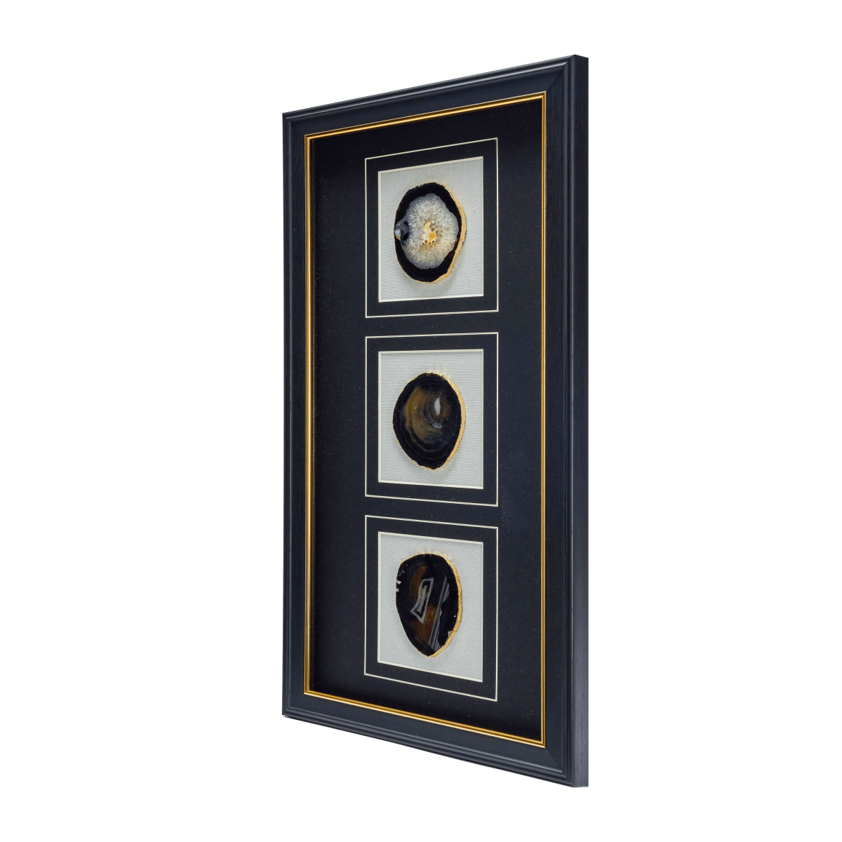 Dreiteiliges Achat - Triptychon – Handgeschnittene Naturkunst auf Galerierahmen - Jemento