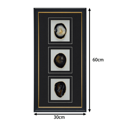 Dreiteiliges Achat - Triptychon – Handgeschnittene Naturkunst auf Galerierahmen - Jemento