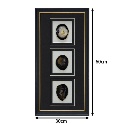 Dreiteiliges Achat - Triptychon – Handgeschnittene Naturkunst auf Galerierahmen - Jemento