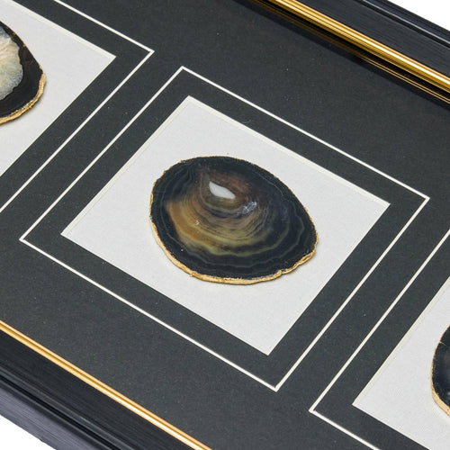 Dreiteiliges Achat - Triptychon – Handgeschnittene Naturkunst auf Galerierahmen - Jemento