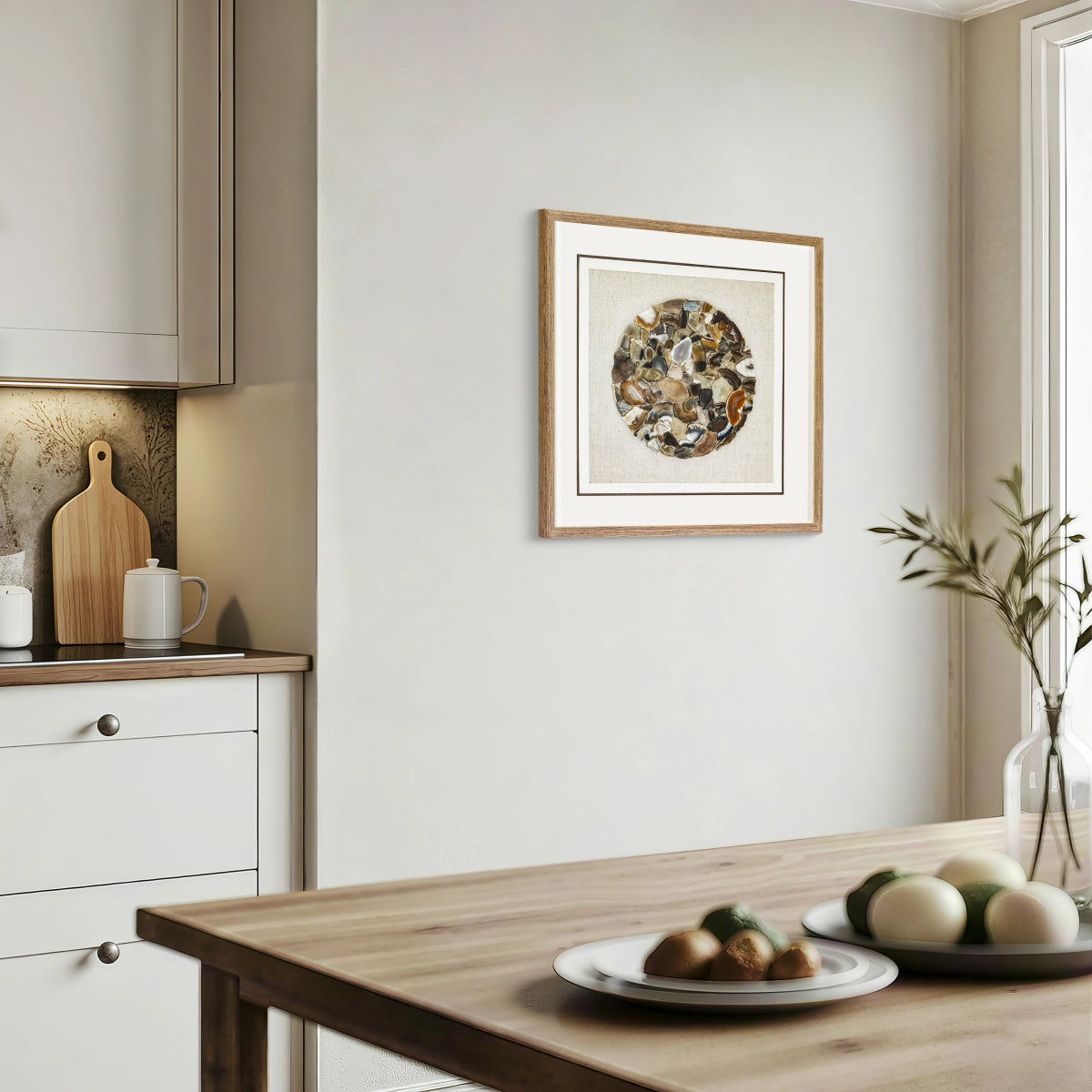 Earth's Canvas – Handwoven Linen Framed with Natural Agate Specimens - Jemento