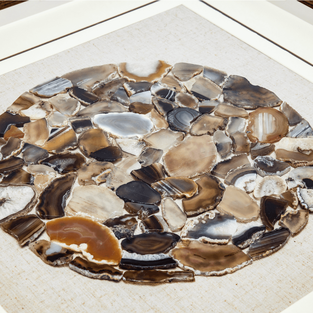 Earth's Canvas – Handwoven Linen Framed with Natural Agate Specimens - Jemento