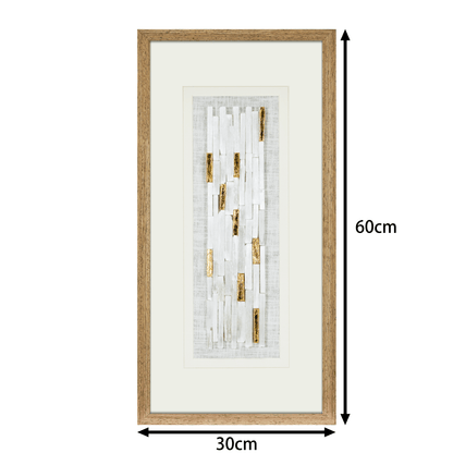 Edler Selenit mit 24K Gold – Exklusives Wandobjekt - Jemento