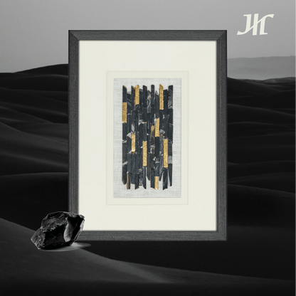 Geometrische Schwarz - Achat Wanddeko mit Goldfolie - Jemento