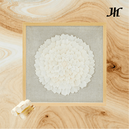 Große Sola - Blumen Leinwand Wanddeko in Naturholz - Jemento