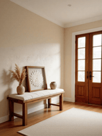 Dekoratives Blumenbild handgefertigt auf Sideboard, brauner Holzrahmen - Jemento