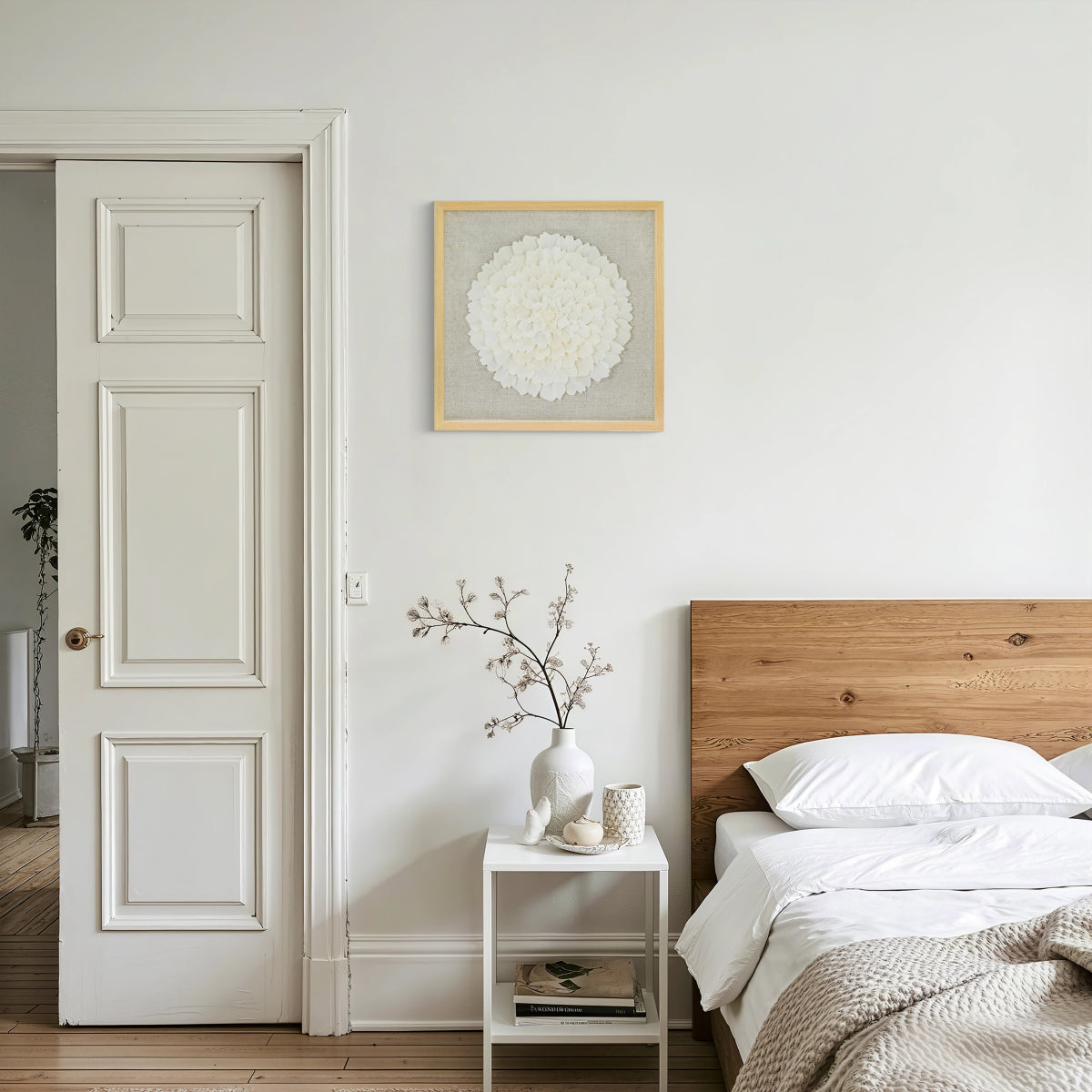 Handgefertigtes Sola Paper & Leinen Naturkomposition Wandbild - Jemento