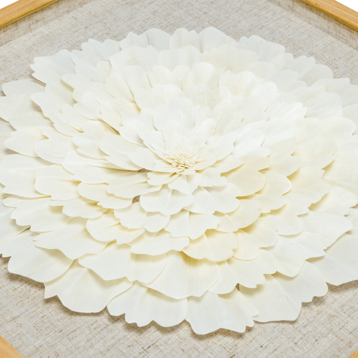 Handgefertigtes Sola Paper & Leinen Naturkomposition Wandbild - Jemento