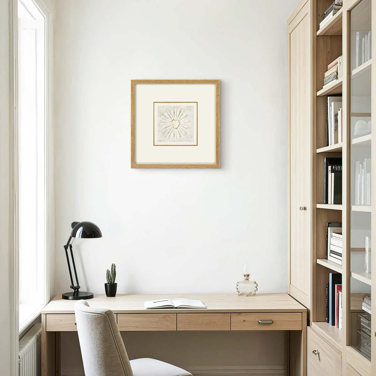 Handgeschliffener Mondstein - Selenit in Zen - Weiß Leinenfassung - Jemento