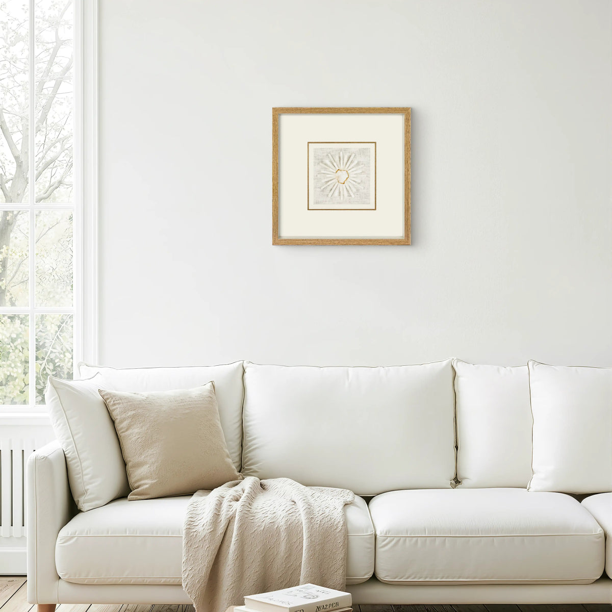 Handgeschliffener Mondstein - Selenit in Zen - Weiß Leinenfassung - Jemento