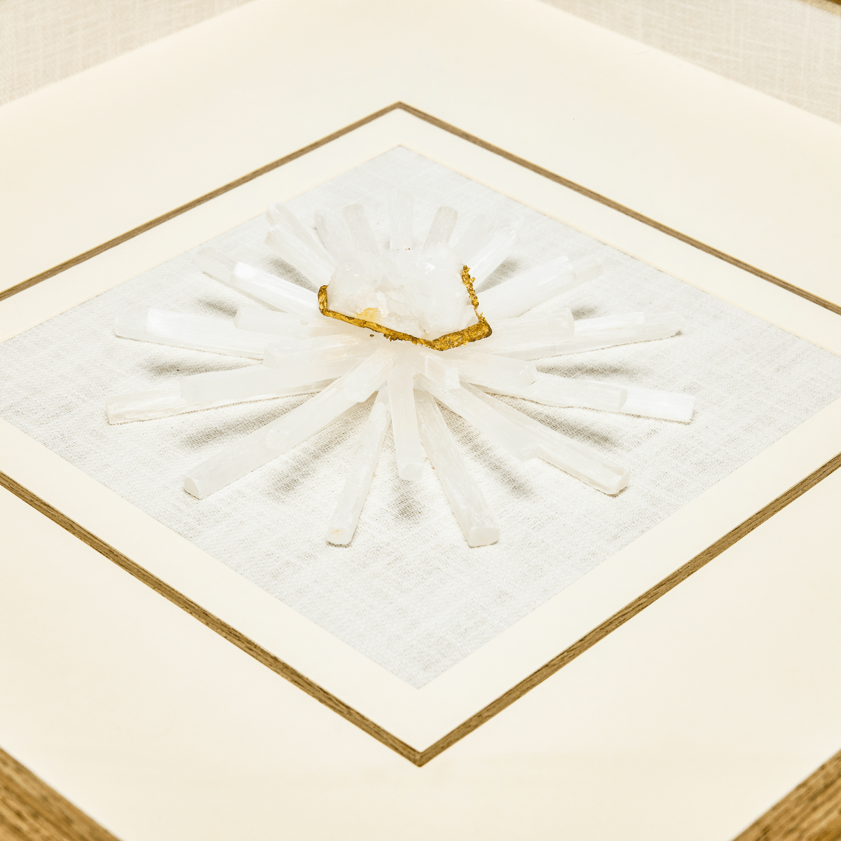 Handgeschliffener Mondstein - Selenit in Zen - Weiß Leinenfassung - Jemento