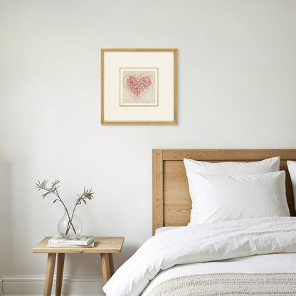 Handgeschnitztes Rosenquarz - Herz in Sanftrosa Wandkunst - Jemento