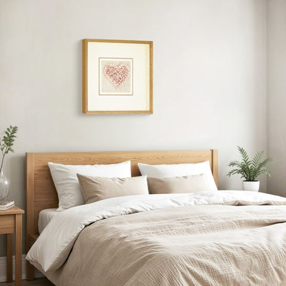 Handgeschnitztes Rosenquarz - Herz in Sanftrosa Wandkunst - Jemento