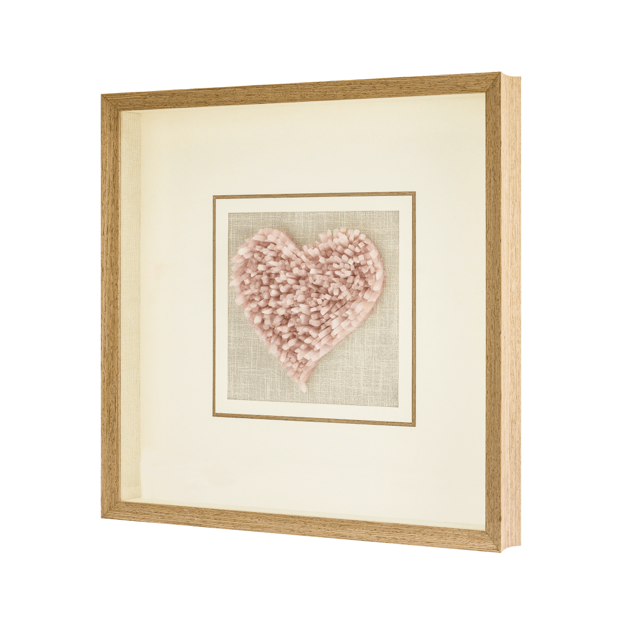 Handgeschnitztes Rosenquarz - Herz in Sanftrosa Wandkunst - Jemento