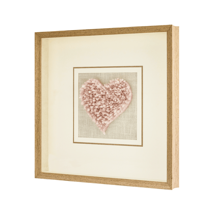 Handgeschnitztes Rosenquarz - Herz in Sanftrosa Wandkunst - Jemento