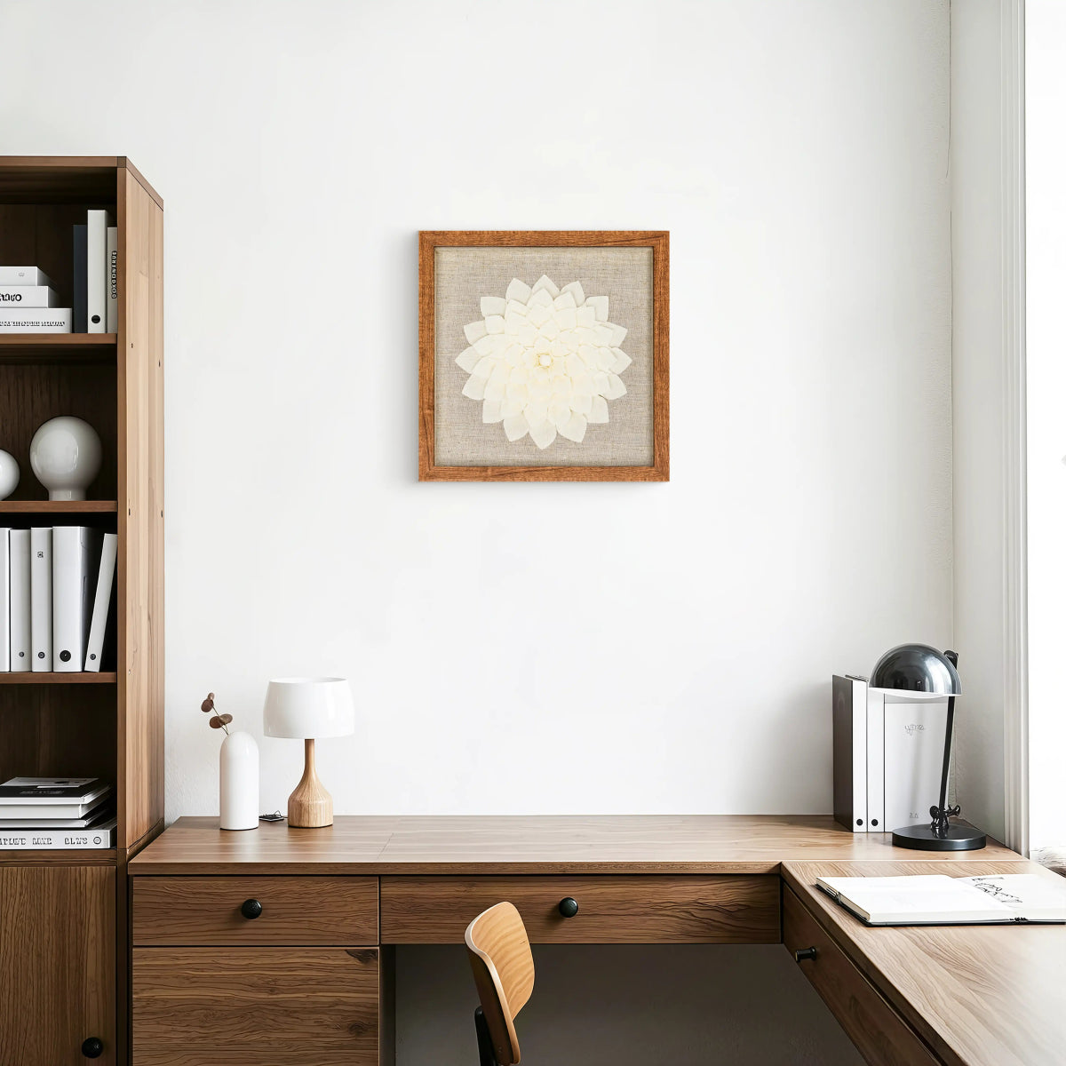 Handgeschöpftes Toskanapapier auf Leinen in Rustikaler Holzfassung - Jemento