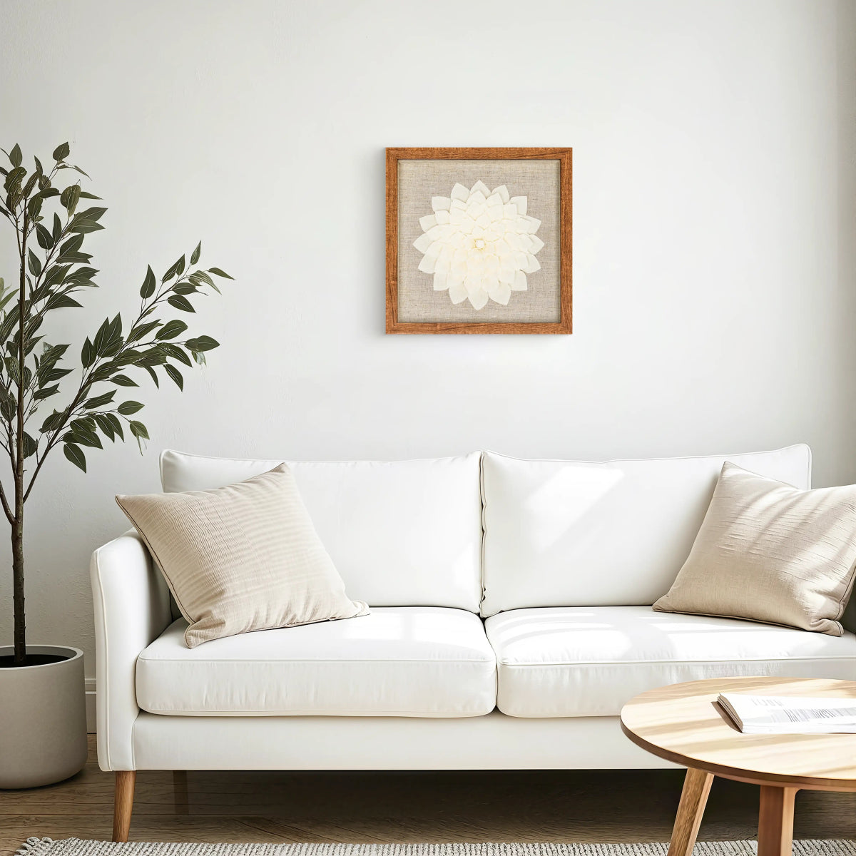 Handgeschöpftes Toskanapapier auf Leinen in Rustikaler Holzfassung - Jemento