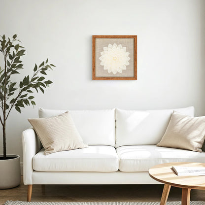 Handgeschöpftes Toskanapapier auf Leinen in Rustikaler Holzfassung - Jemento