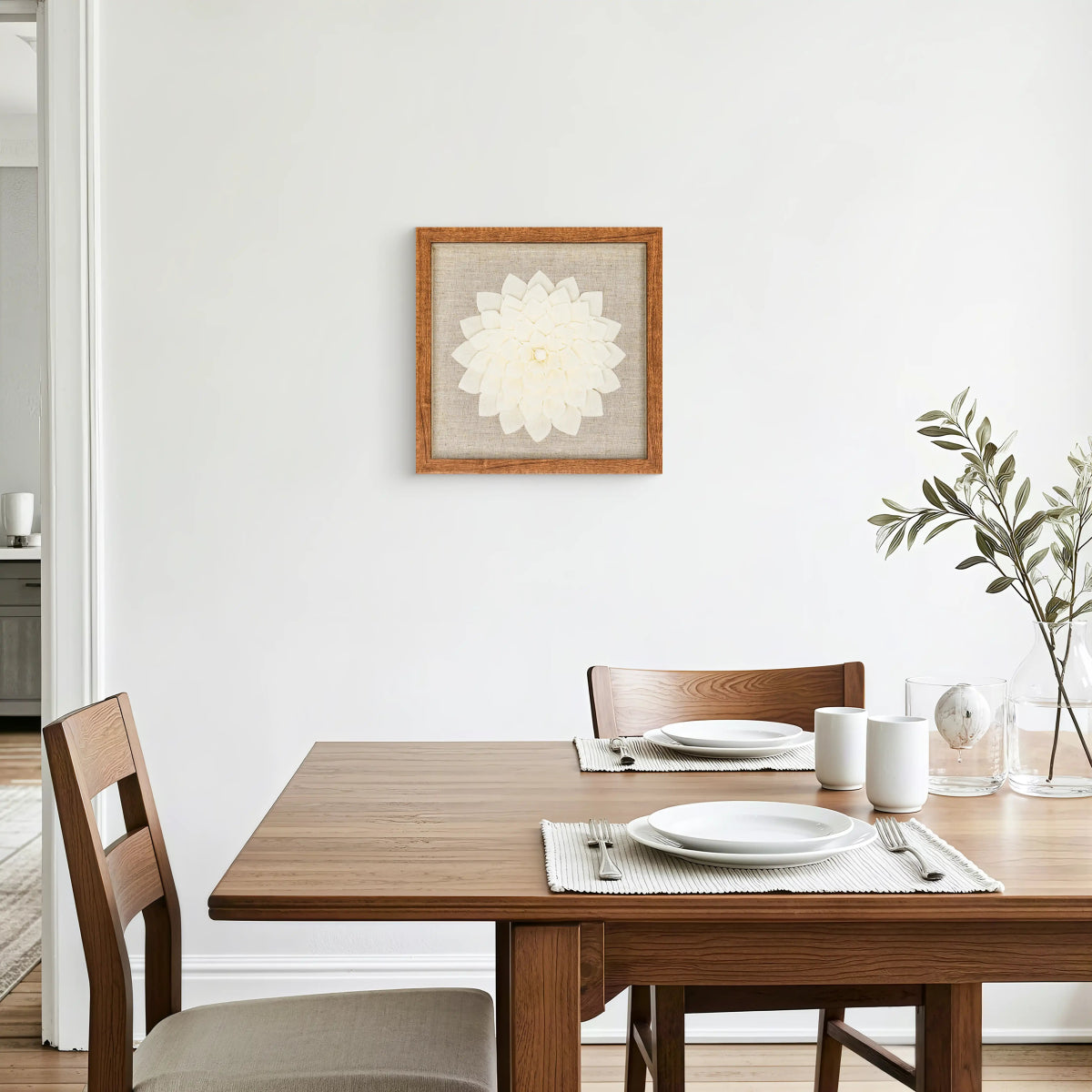 Handgeschöpftes Toskanapapier auf Leinen in Rustikaler Holzfassung - Jemento