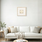 Handmade Sola Flower Paper Wall Art on Linen Backing, White Gold Leaf Frame - Jemento