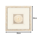 Handmade Sola Flower Paper Wall Art on Linen Backing, White Gold Leaf Frame - Jemento