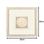 Handmade Sola Flower Paper Wall Art on Linen Backing, White Gold Leaf Frame - Jemento