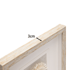 Handmade Sola Flower Paper Wall Art on Linen Backing, White Gold Leaf Frame - Jemento