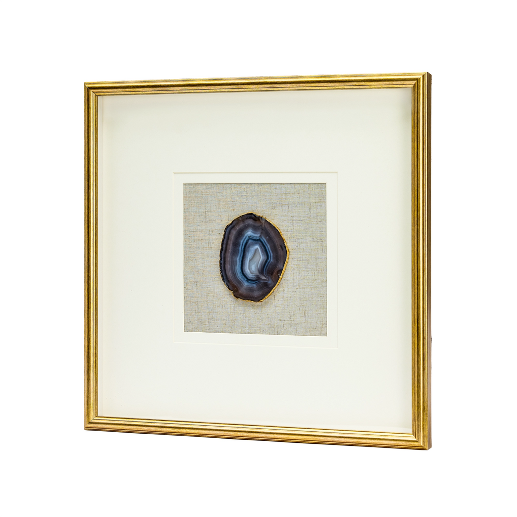 Luxuriöse Achat & Gold Komposition auf Naturleinen Wandkunst - Jemento