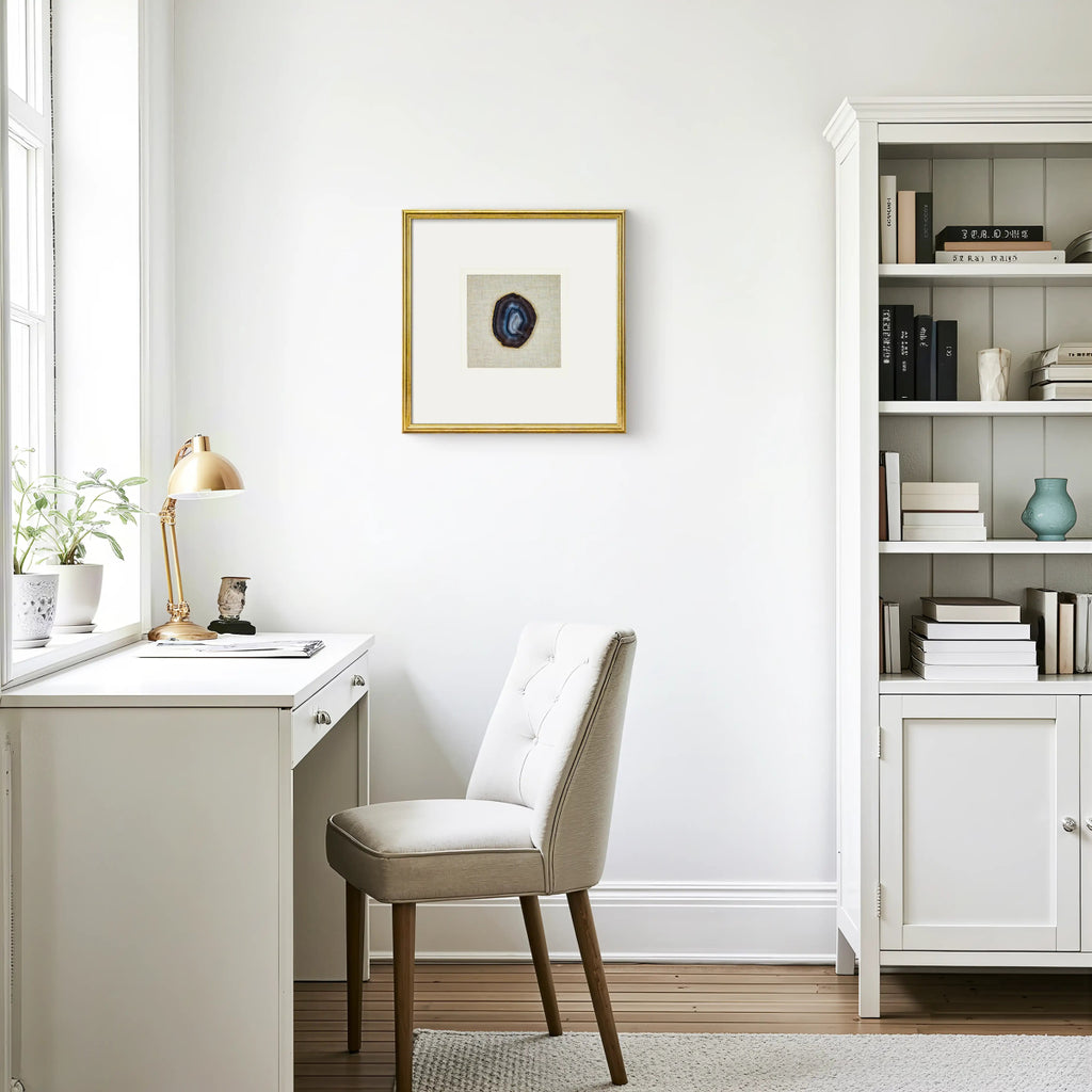 Luxuriöse Achat & Gold Komposition auf Naturleinen Wandkunst - Jemento