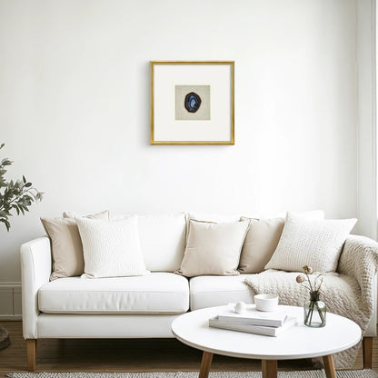 Luxuriöse Achat & Gold Komposition auf Naturleinen Wandkunst - Jemento