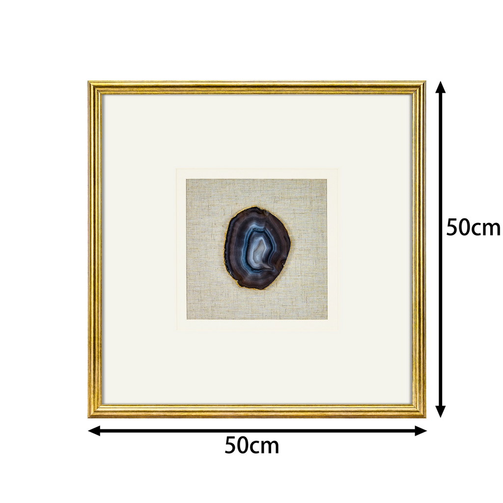 Luxuriöse Achat & Gold Komposition auf Naturleinen Wandkunst - Jemento