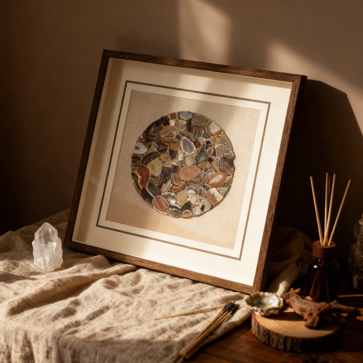 Masterful Nature's Palette — Agate on Handwoven Linen Wall Art - Jemento