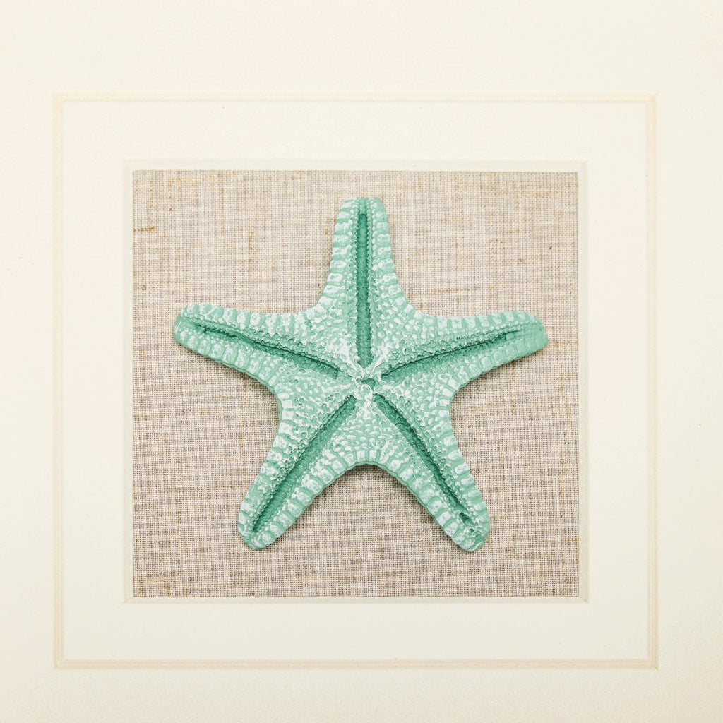 Minimalist Seascape Artwork Featuring Mint - Green Starfish - Jemento