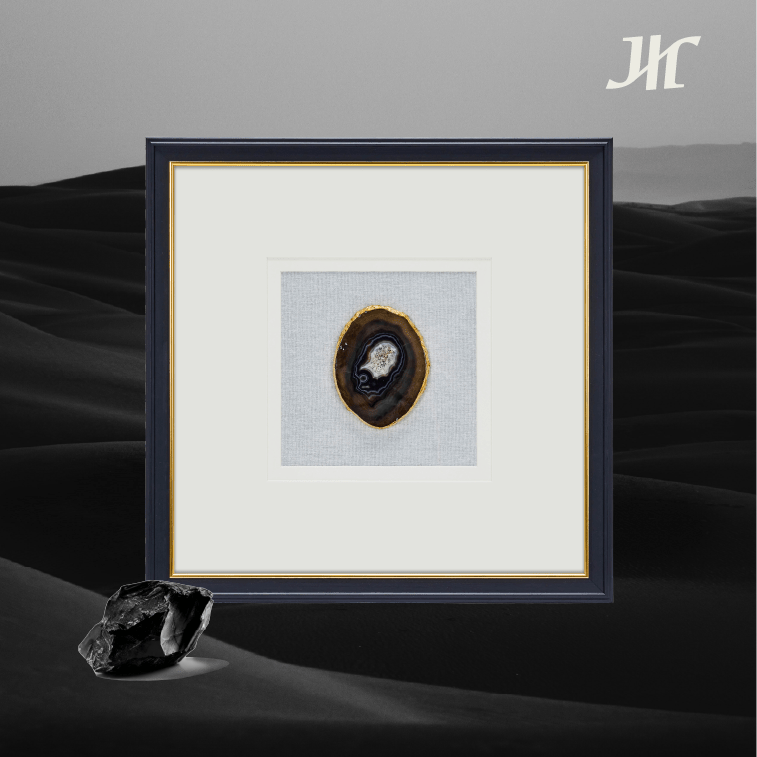 Minimalistisches Schwarz - Achat Wanddeko Panel - Jemento